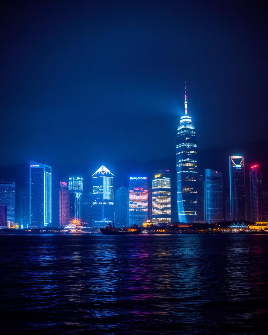 Hongkong — Skyline über dem Wasser